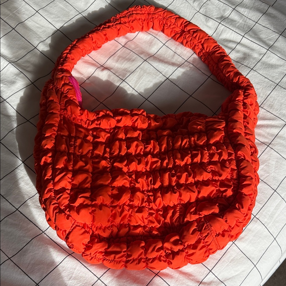 Urban Outfitters Bright Orange Quilted Shoulder Bag